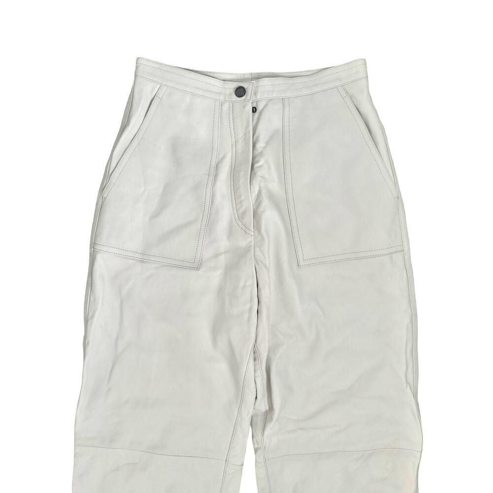 Longchamp White Italian Lamb Leather Pants Tapered Joggers High Rise Pants Sz 36 - Picture 3 of 15